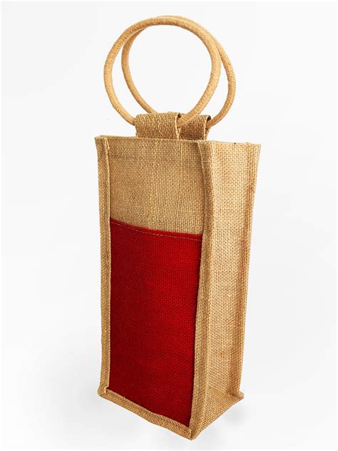 Deshkari Handmakers Jute Bottle Bag 2 Ltr With Red Color Set Of 2