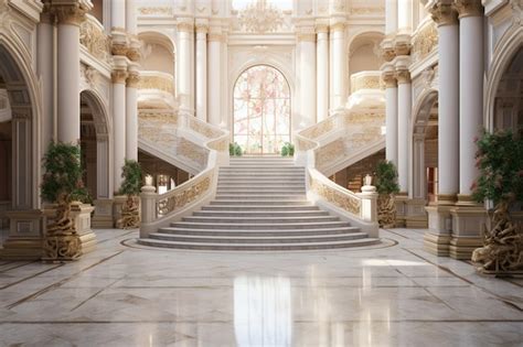 Luxurious Hotel Lobby With Marble Floors And Elegant Furnishings