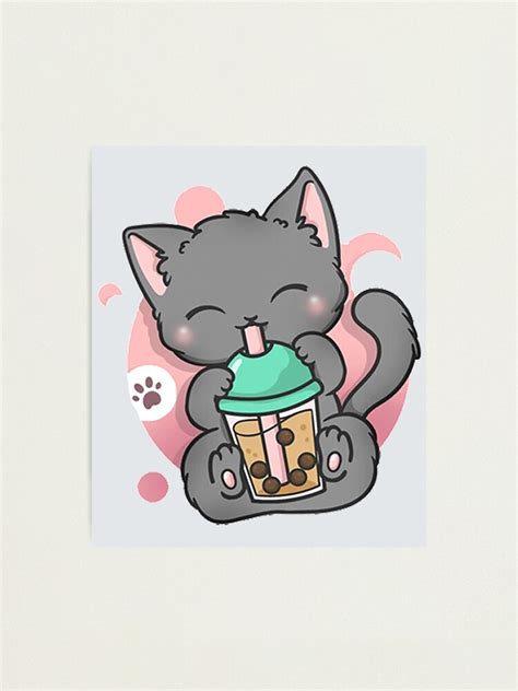 Cat Boba Tea Bubble Tea Anime Kawaii Neko Photographic Print For Sale