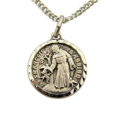 Religious Jewelry French Nickel Silver Catholic Patron Saint Francis Of Assisi Medal Pendant