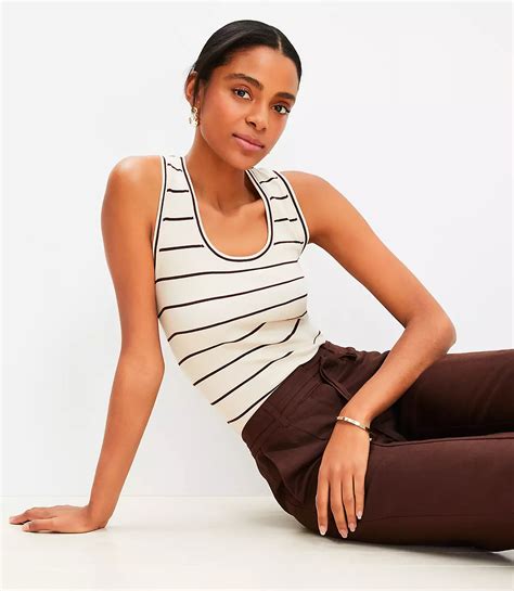 stripe perfect ribbed scoop neck tank top