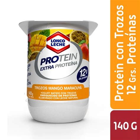 Yoghurt Protein Con Trozos Sabor Mango Maracuyá Pote 140 G Loncoleche