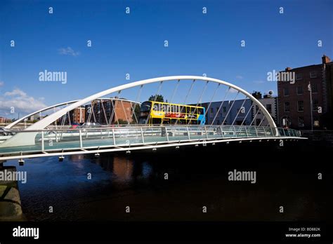 The James Joyce Bridge Over The River Liffey Dublin City Ireland