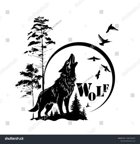 The Wolf Howls At The Moon Hand Drawing Not Ai Royalty Free Stock