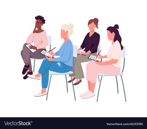 Women during workshop semi flat color characters Vector Image