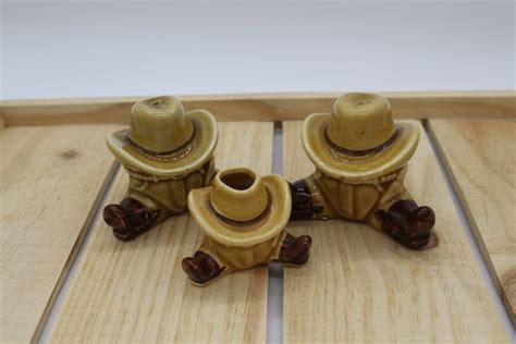 Cowboy Hat And Boots Salt And Pepper Shaker Set With Toothpick Etsy