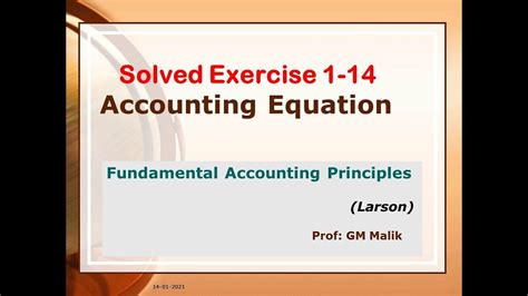 Exercise 1 14 Accounting Equation Solved Exercise 1 14