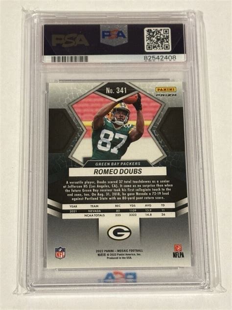 2022 Panini Mosaic Romeo Doubs Genesis Prizm SP Rookie RC 341 PSA 10