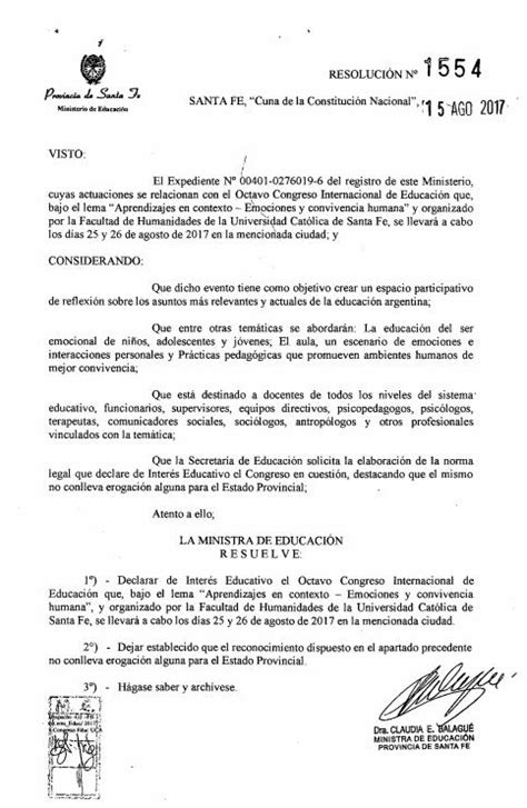 Resolución Ministerial 1554 17 para el Congreso Internacional de