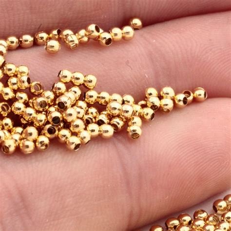 50 Pcs 3mm 24k Shiny Gold Beads Spacer Beads Hollow Beads Etsy