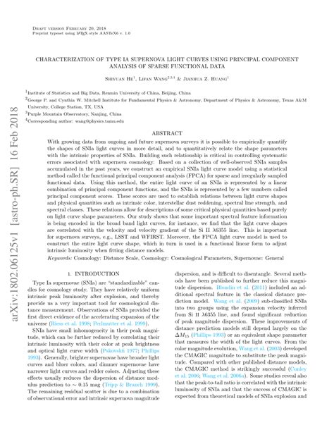 (PDF) Characterization of Type Ia Supernova Light Curves Using Principal Component Analysis of ...