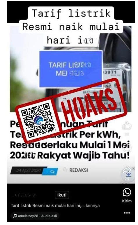 Kementerian Hoaks Resmi Mulai Bulan Mei Tarif Listrik