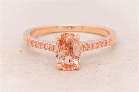 18ct Rose Gold Peach Sapphire Solitaire Ring – Rare Jewellery Design