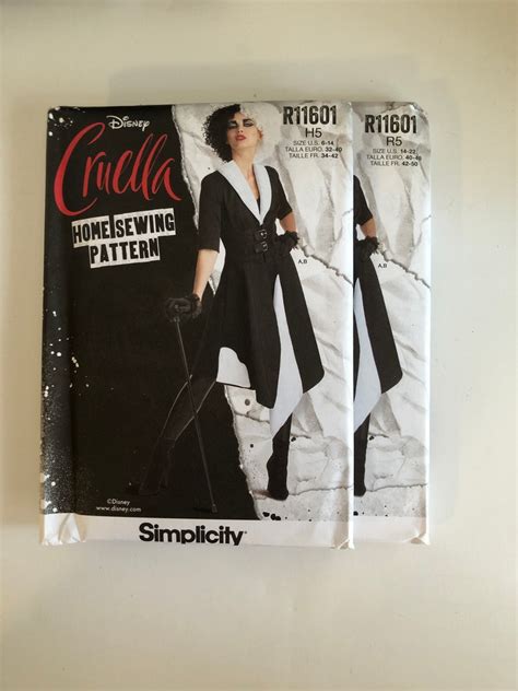 Simplicity 11601 Uncut Disney Cruella Deville Adult Costume Pattern