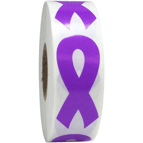 Purple Awareness Ribbon Stickers 2 Inch 500 Total Adhesive Labels