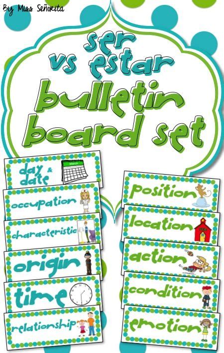 Ser Vs Estar Bulletin Board Set DOCTOR For Ser And PLACE HELP For