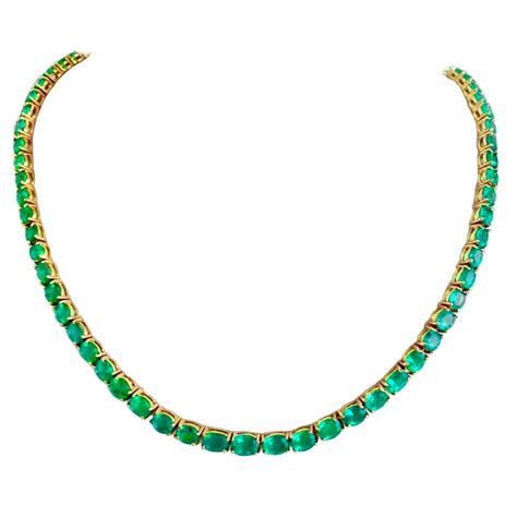 25.00 Carat Natural Colombian Emerald Necklace 18K Yellow Gold ...