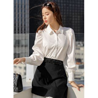 Styleonme Puff Sleeve Wide Cuff Blouse Yesstyle Balloon Sleeve