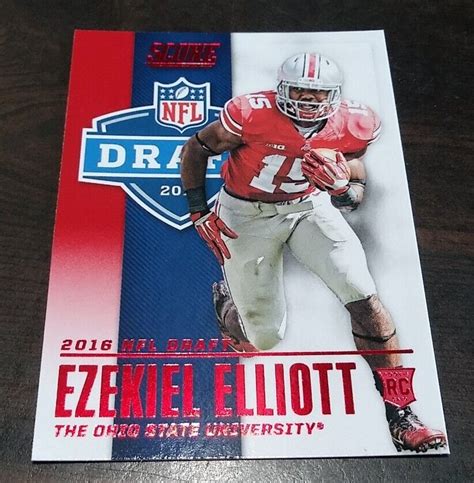 2016 Score Nfl Draft Red 4 Ezekiel Elliott Rc Dallas Cowboys Ohio