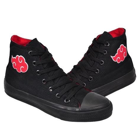 NARUTO AKATSUKI TENIS CANO ALTO ALLA STAR BLACK RED ÚNICO NO BRASIL