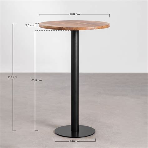 Mesa Alta De Bar Redonda En Madera De Acacia Macchiato SKLUM