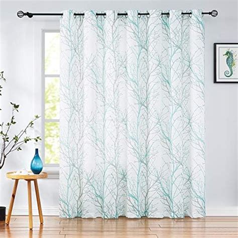 Fmfunctex Branch Sliding Door Curtains Inches Long Aqua Blue Tree