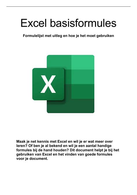 Samenvatting Excel Basisregels Formules En Handige Tips Trics