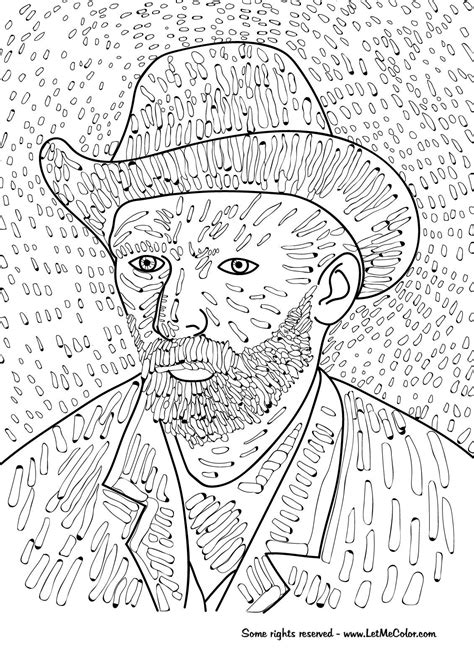 8 Coloring Page Van Gogh In 2020 Van Gogh Coloring Van Gogh Self