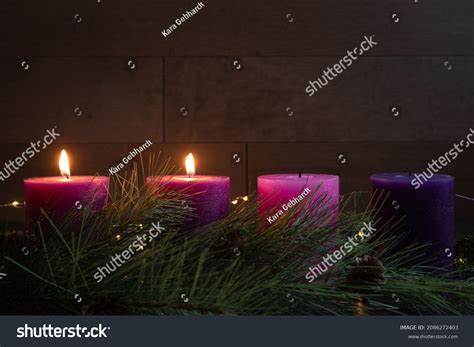 Second Week Advent Two Pillar Candles Stock Photo 2086272403 | Shutterstock