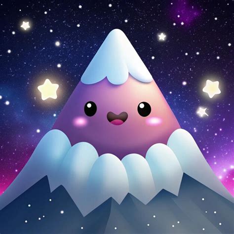 Snowy Mountain Peak Under Starry Galaxy Majesty Vector Illustration