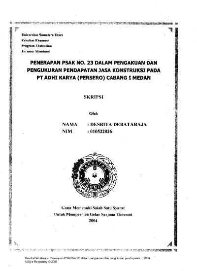 Penerapan Psak No Dalam Pengakuan Dan Pengukuran Pendapatan Jasa