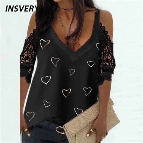 Camisa De Renda Feminina Decote Em V Camisa Feminina Ver O