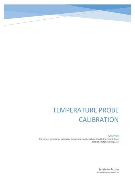 Temperature Probe Calibration | Safety In Action