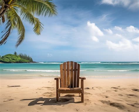 Premium Photo | Wooden chair in beach