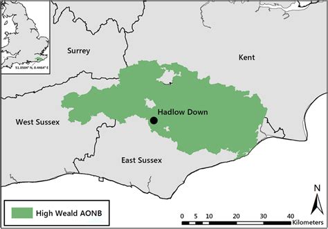 The location of the study site within the High Weald AONB in south east ...