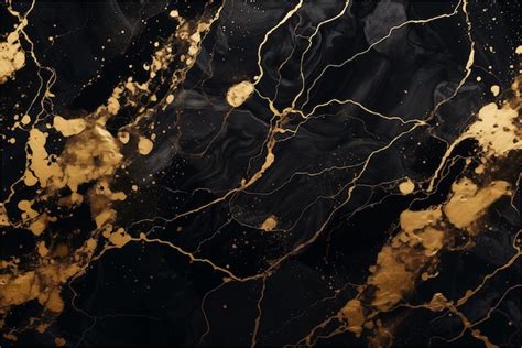 Premium Photo | Background black marble with gold veins natural pattern ...