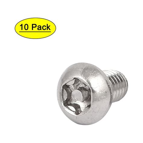 M6x10mm 304 Stainless Steel Button Head Torx Security Tamper Proof Screws 10pcs