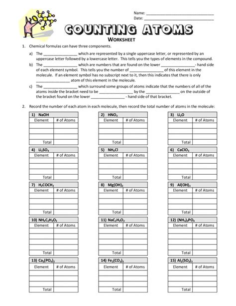 10 Best Counting Atoms Worksheets For Learning Atomic Structure - The ...