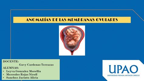 ANOMALÍAS DE LAS MEMBRANAS OVULARES DOCENTE Gavy Cardenas Terrazas