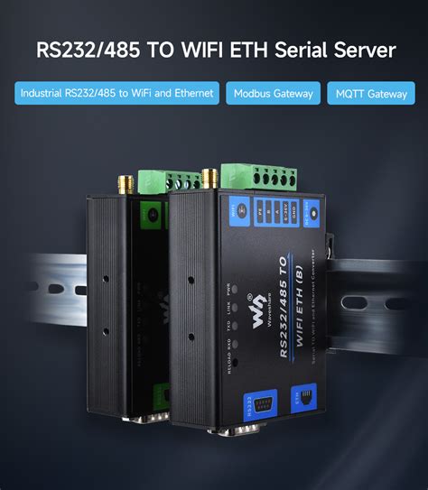 Industrial Serial Server RS232 485 To WiFi Ethernet Modbus MQTT POE