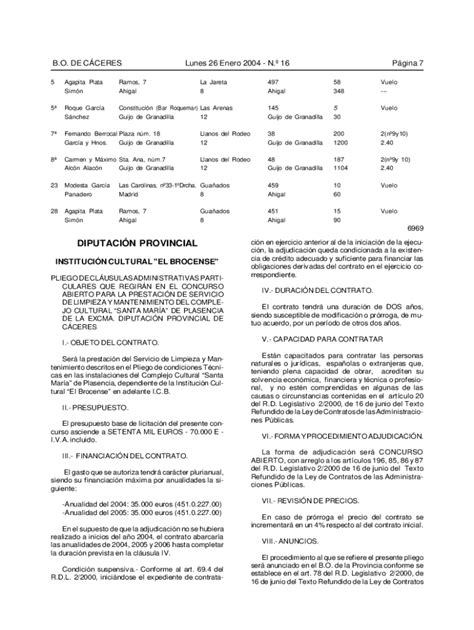 Completable En L Nea Boletn Oficial De La Provincia De Cceres Boletn N