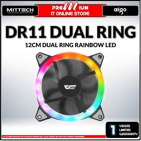 Aigo DR11 DR14 Rainbow RGB Double Ring LED Chassis Fan 12cm 14cm