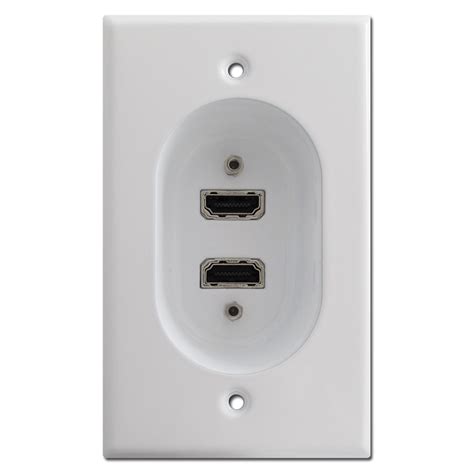 White Recessed Wall Plates With 2 Hi Def Hdmi Connection Ports