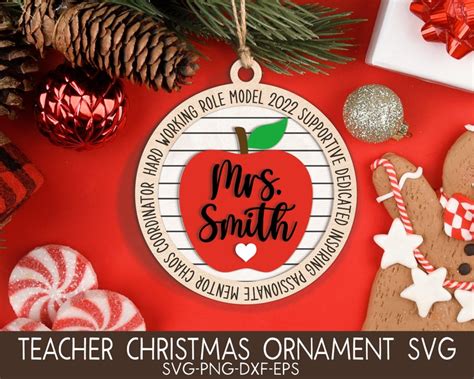 Teacher Christmas Ornaments SVG Bundle Christmas 2022 Svg Etsy