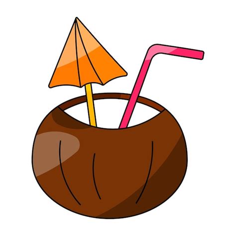 Cóctel coco alcohol bebida tropical elemento de icono ilustración