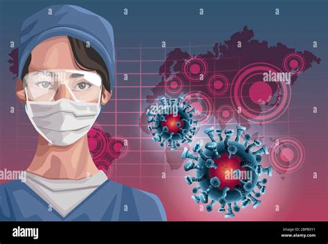 nurse using fase mask with continents ,covid19 protection Stock Vector Image & Art - Alamy