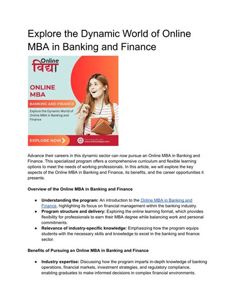 PPT Explore The Dynamic World Of Online MBA In Banking And Finance