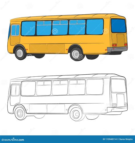 City Bus Vector Drawing Illustration Stock Illustration - Illustration ...