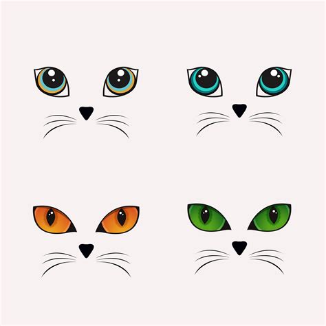 Cat Face Vector, Cute Cat, Cat Eyes, Anime Eyes, Colorful Cat Eyes ...