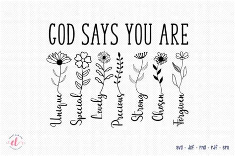 God Says You Are Svg Flower Quote Svg Graphic By Craftlabsvg